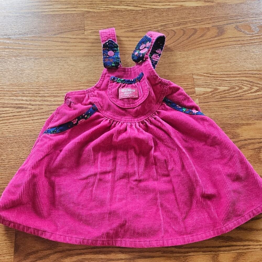 Vintage Oshkosh Floral Corduroy Pink Dress Size 3T - Picture 3 of 7